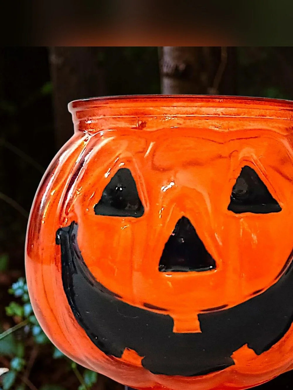 Mini Orange Glass Pumpkin Candle Holder Jack O Lantern Tealight Votive Halloween